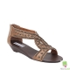 Sandale din piele cu platforma joasa, accesorizate cu tinte metalice