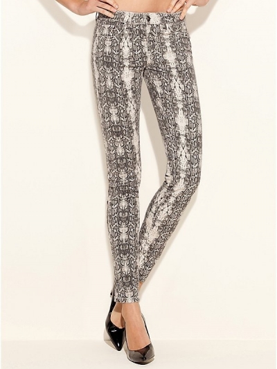 Blugi skinny strech cu print piton