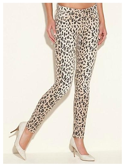 Blugi skinny stretch cu imprimeu leopard