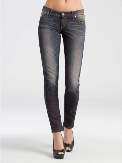 Blugi skinny stretch prespalati, cu fermoare la glezne