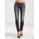 Blugi skinny stretch prespalati, cu fermoare la glezne