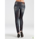 Blugi skinny stretch prespalati, cu fermoare la glezne