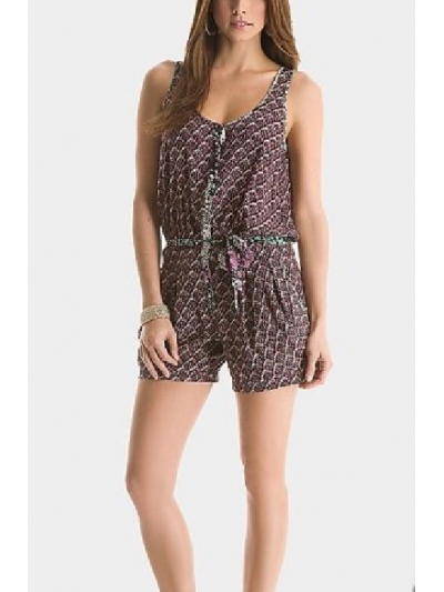 Salopeta imprimata, fara maneci si cu pantaloni scurti