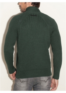 Pulover jacheta cu maneci raglan si fermoar lung intr-o parte