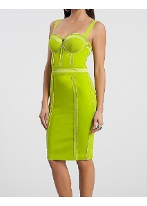 Rochie pana la genunchi, cu corset push-up