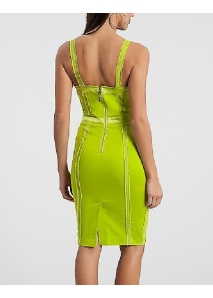 Rochie pana la genunchi, cu corset push-up