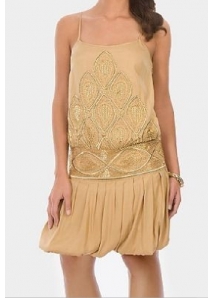 Rochie din matase cu broderie cu margele cusute