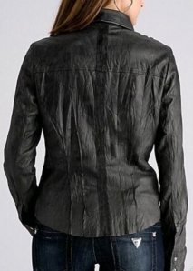 Camasa aviator din piele creponata