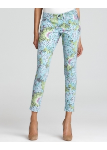 Blugi skinny cu imprimeu floral