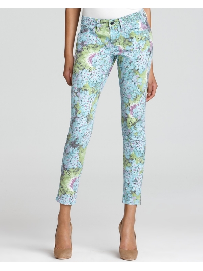 Blugi skinny cu imprimeu floral