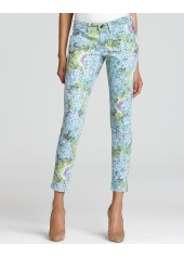 Blugi skinny cu imprimeu floral