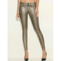 Blugi ultra skinny metalici, cerati, cu aspect de piele