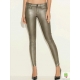 Blugi ultra skinny metalici, cerati, cu aspect de piele