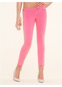 Blugi skinny colorati, neon, cu textura velina