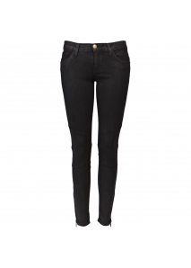 Pantaloni ultra skinny cu cusaturi moto si aspect de piele