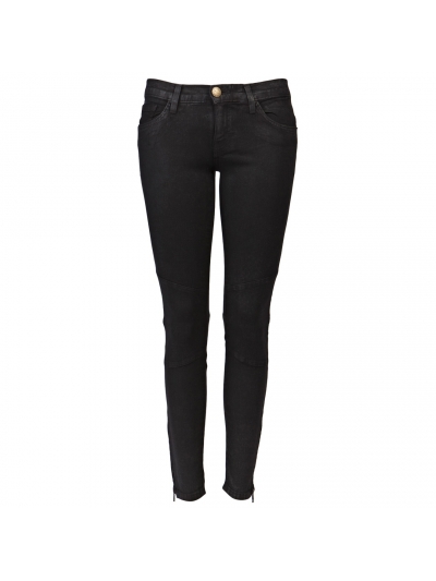 Pantaloni ultra skinny cu cusaturi moto si aspect de piele