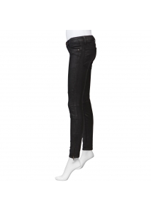Pantaloni ultra skinny cu cusaturi moto si aspect de piele