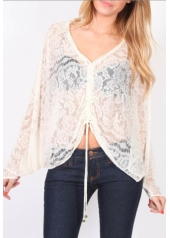 Top din dantela cu model floral cu maneci "aripi de liliac"