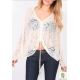 Top din dantela cu model floral cu maneci "aripi de liliac"