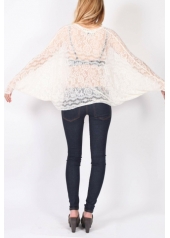 Top din dantela cu model floral cu maneci "aripi de liliac"