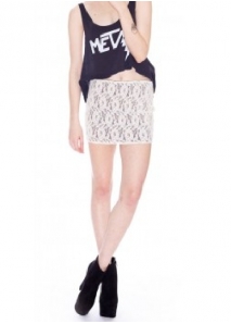 Fusta mini reversibila, din dantela elastica
