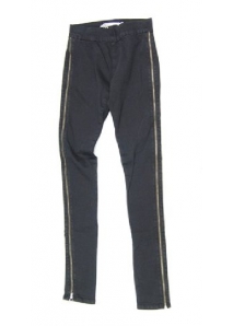 Colanti din denim subtire, ultra skinny, fara buzunare si cu fermoare lungi laterale