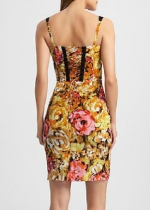 Rochie bodycon din matase cu print floral si corsaj 
