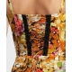 Rochie bodycon din matase cu print floral si corsaj 