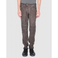 Pantaloni slim decolorati, cu textura de catifea si cusaturi moto
