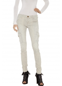 Blugi ultra skinny military cu print piele de sarpe