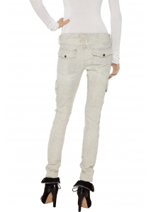Blugi ultra skinny military cu print piele de sarpe