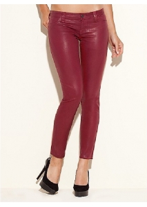 Blugi ultra skinny, cerati, cu aspect de piele