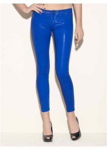 Blugi ultra skinny, cerati, cu aspect de piele