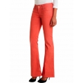Blugi slim bootcut colorati, cu logo reliefat brodat pe buzunare