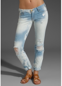 Blugi skinny decolorati, cu rupturi