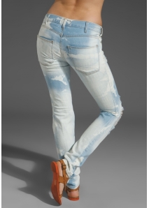 Blugi skinny decolorati, cu rupturi