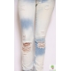 Blugi skinny decolorati, cu rupturi