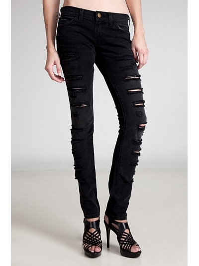 Blugi skinny cu taieturi franjurate 