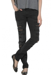 Blugi skinny cu taieturi franjurate 