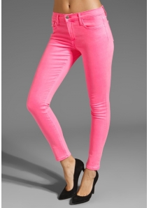 Blugi skinny colorati, neon, cu textura velina