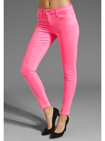 Blugi skinny colorati, neon, cu textura velina