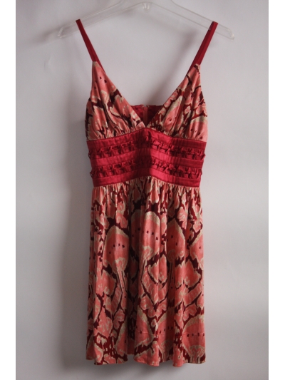 Rochie babydoll din matase naturala, cu print tribal abstract