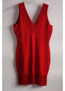 Rochie bandage cu decupaj adanc in V la spate si pliseuri