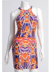 Rochie bandage cu decupaje la spate si print digital