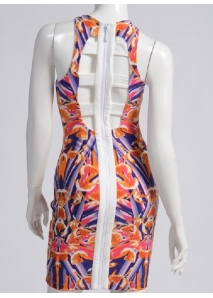 Rochie bandage cu decupaje la spate si print digital