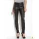 Pantalni moto super slim, din piele, cu insertii de jerse