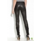 Pantalni moto super slim, din piele, cu insertii de jerse