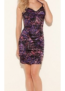 Rochie bodycon cu corsaj push-up cu dantela si print abstract