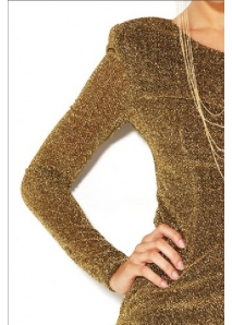Rochie bodycon din lurex, cu o maneca