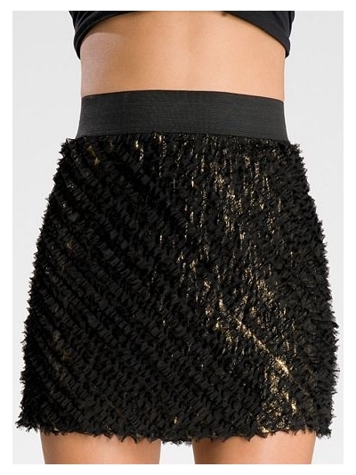 Fusta scurta texturata, din matase si lurex